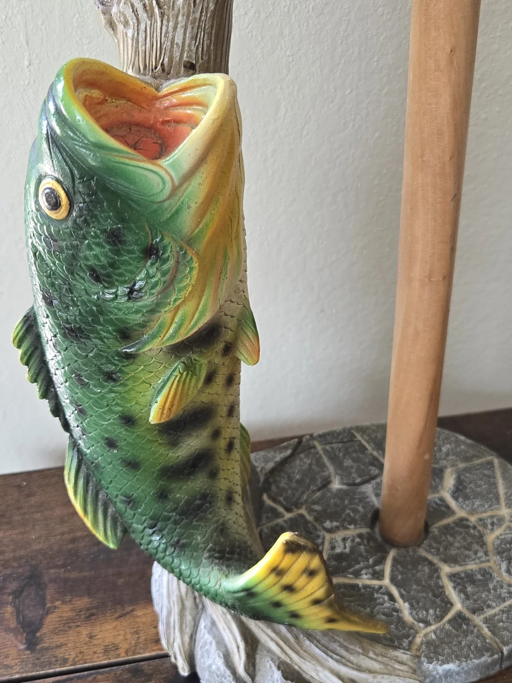 Decorative Green Fish Paper Towel Holder - Rustic Kitchen Stand